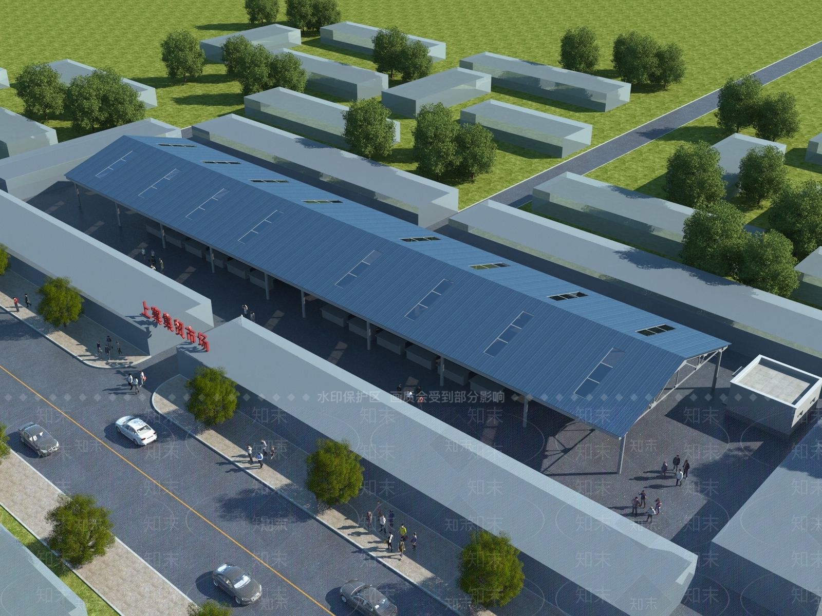 现代露天集贸市场3D模型下载【ID:1131177709】