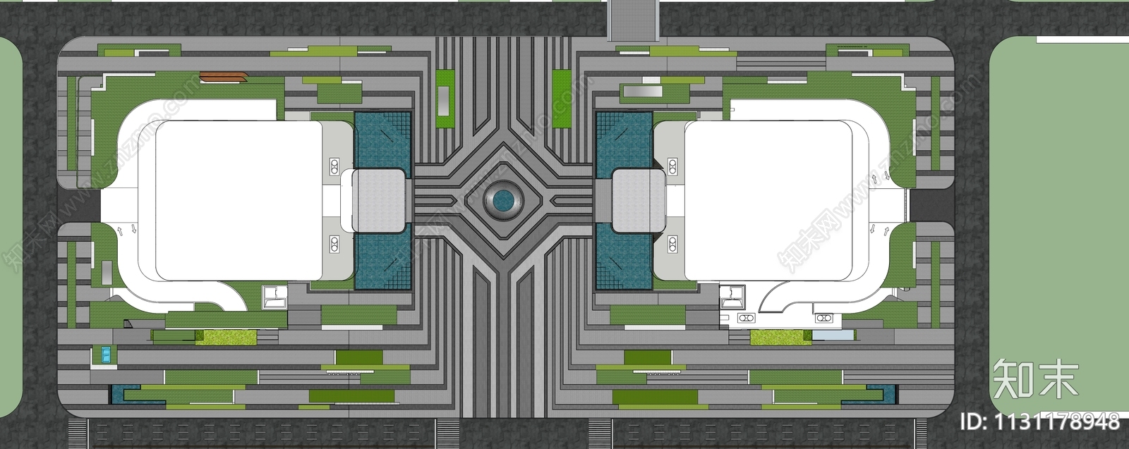 现代办公企业总部入口广场SU模型下载【ID:1131178948】
