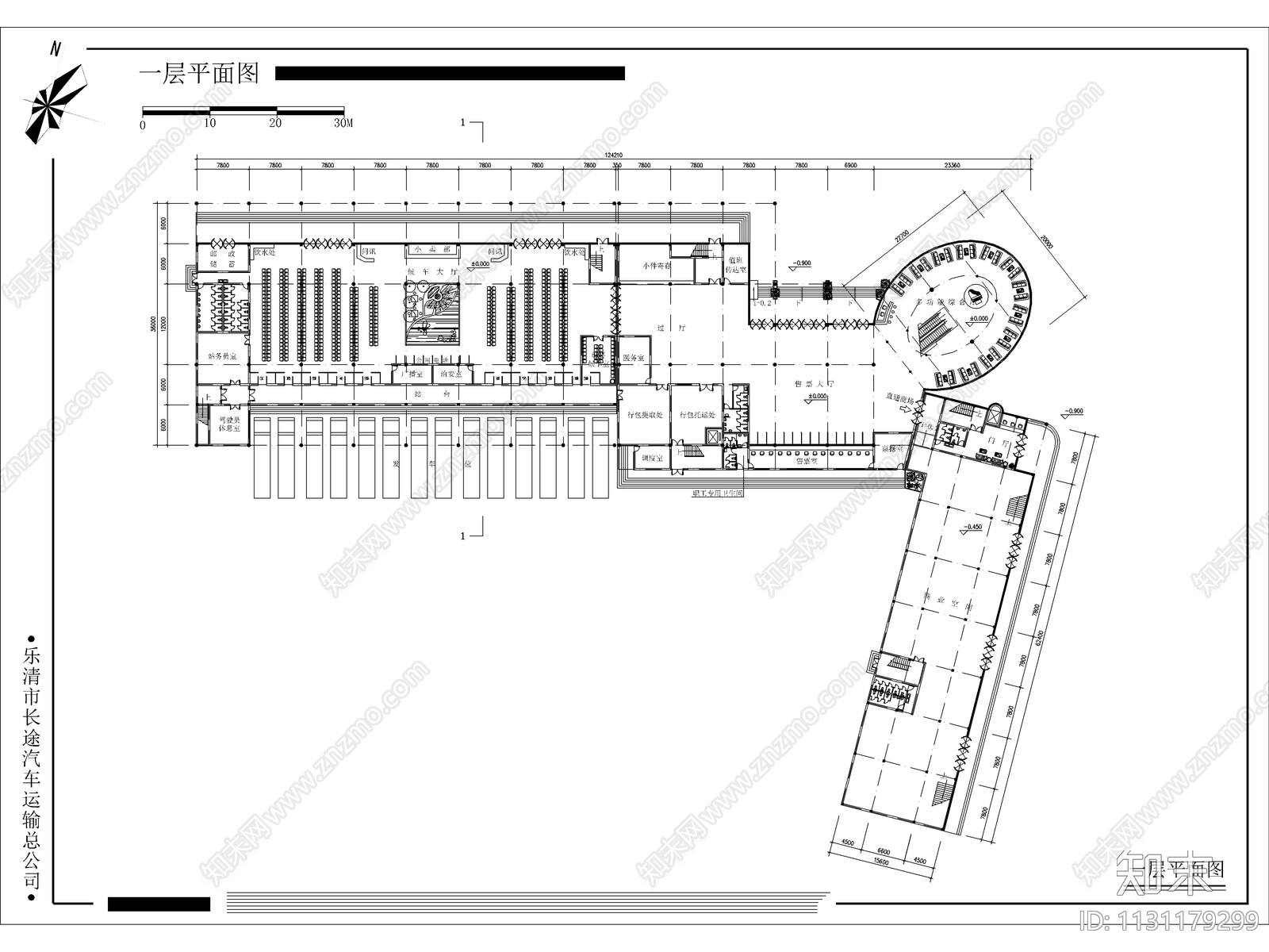 六套客运站建筑cad施工图下载【ID:1131179299】