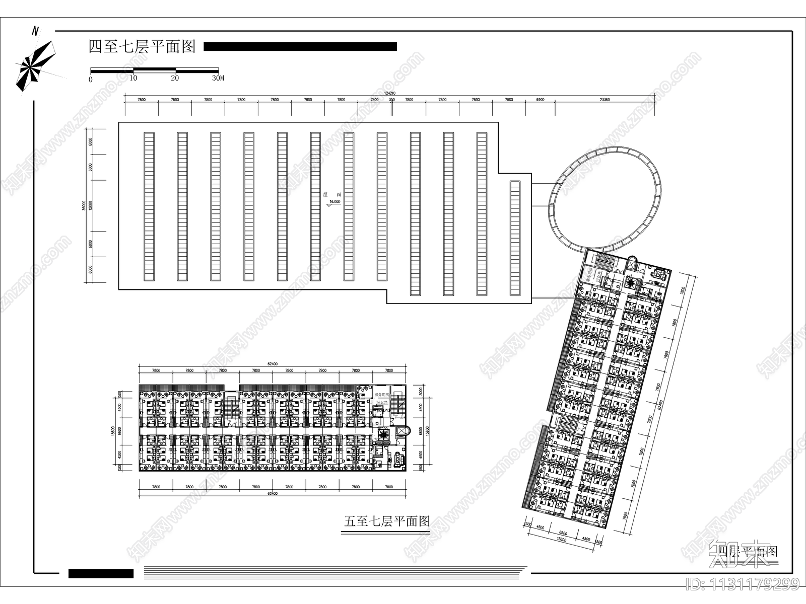 六套客运站建筑cad施工图下载【ID:1131179299】