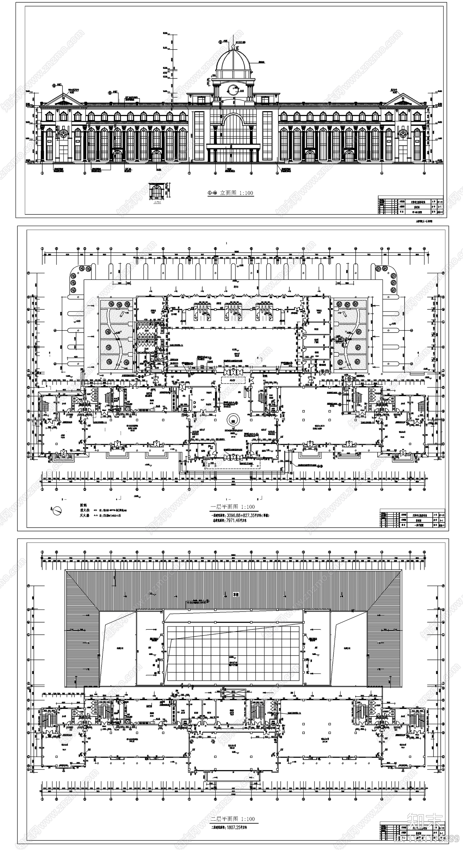 六套客运站建筑cad施工图下载【ID:1131179299】