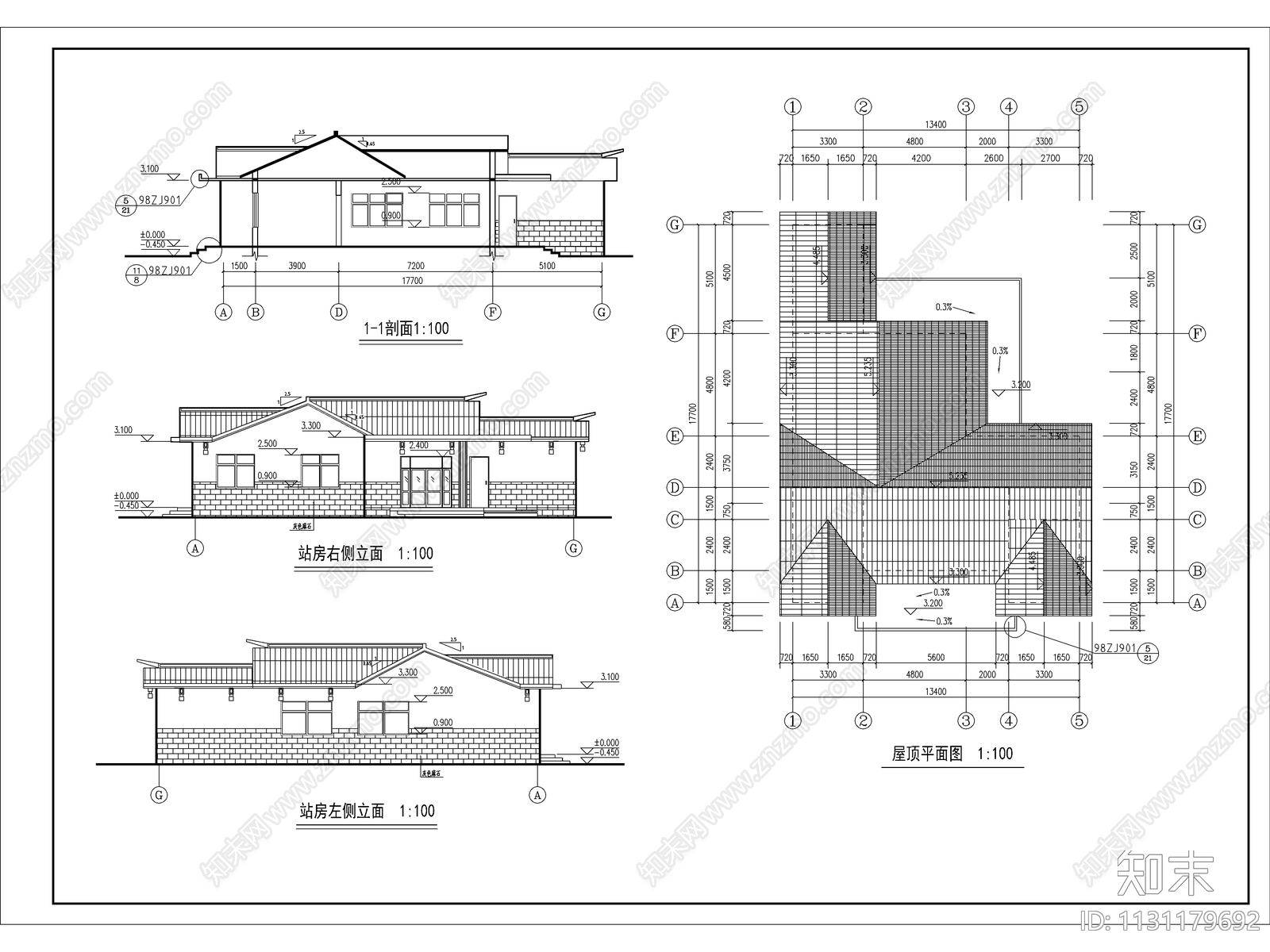 河南小型汽车站建筑cad施工图下载【ID:1131179692】