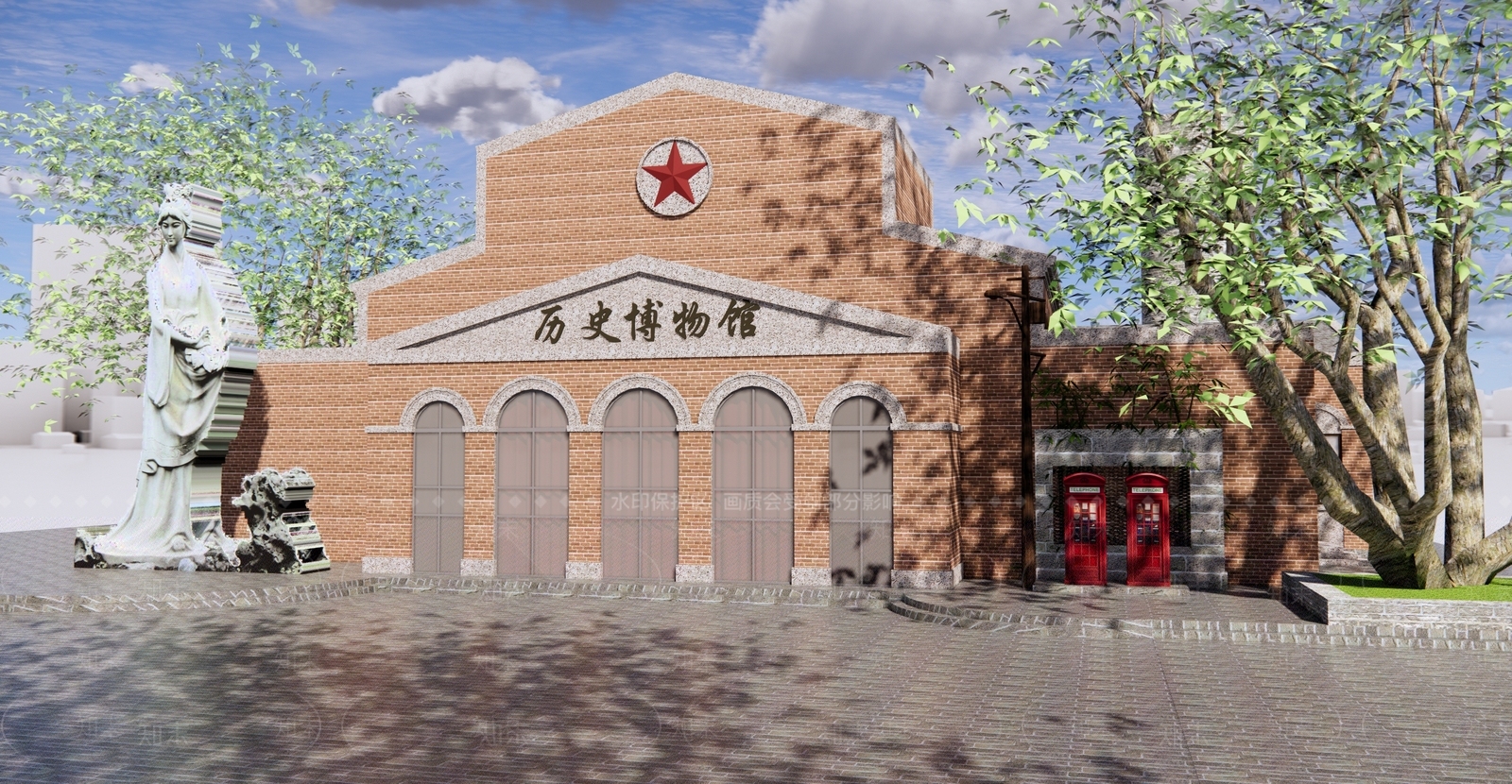 新中式博物馆建筑SU模型下载【ID:1131180977】