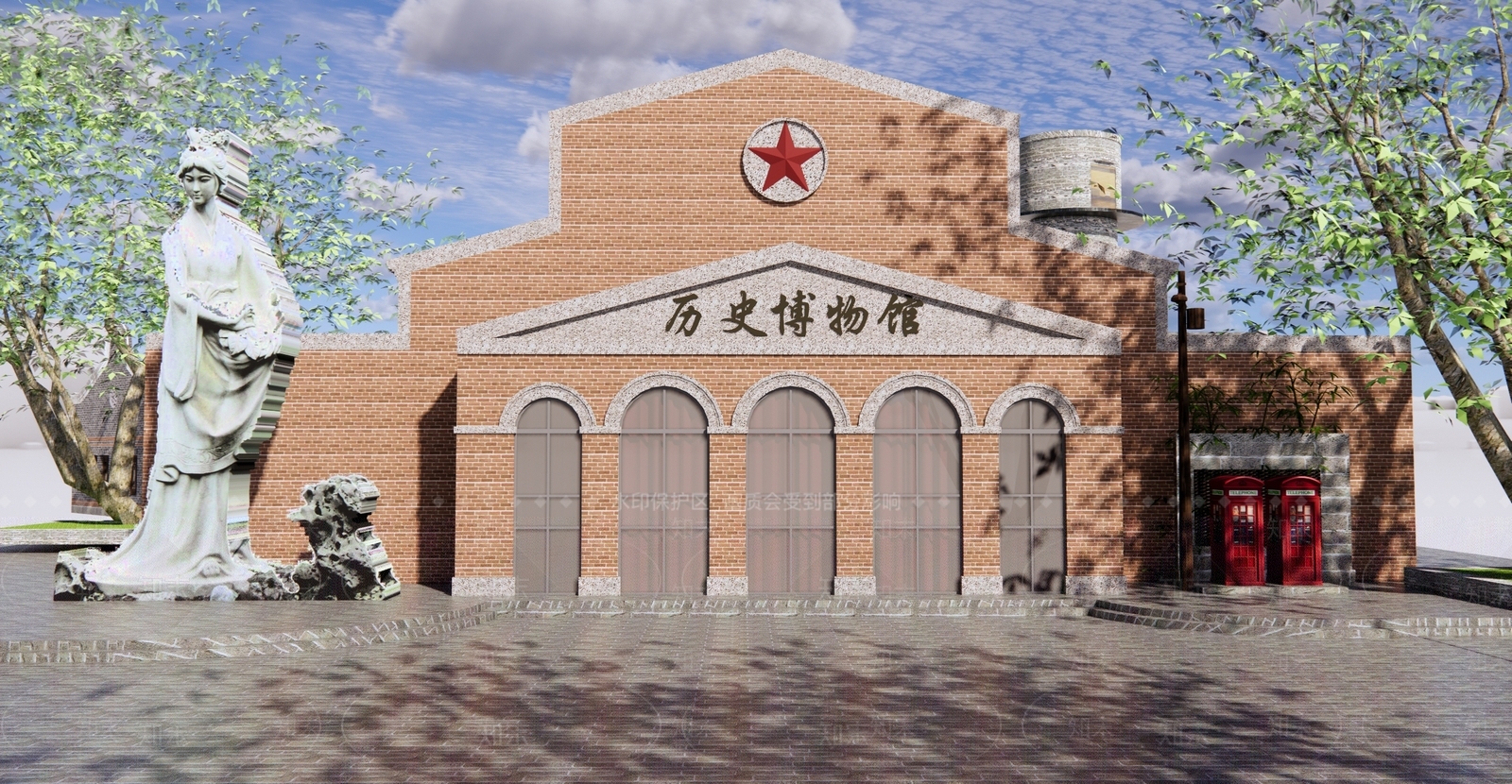 新中式博物馆建筑SU模型下载【ID:1131180977】