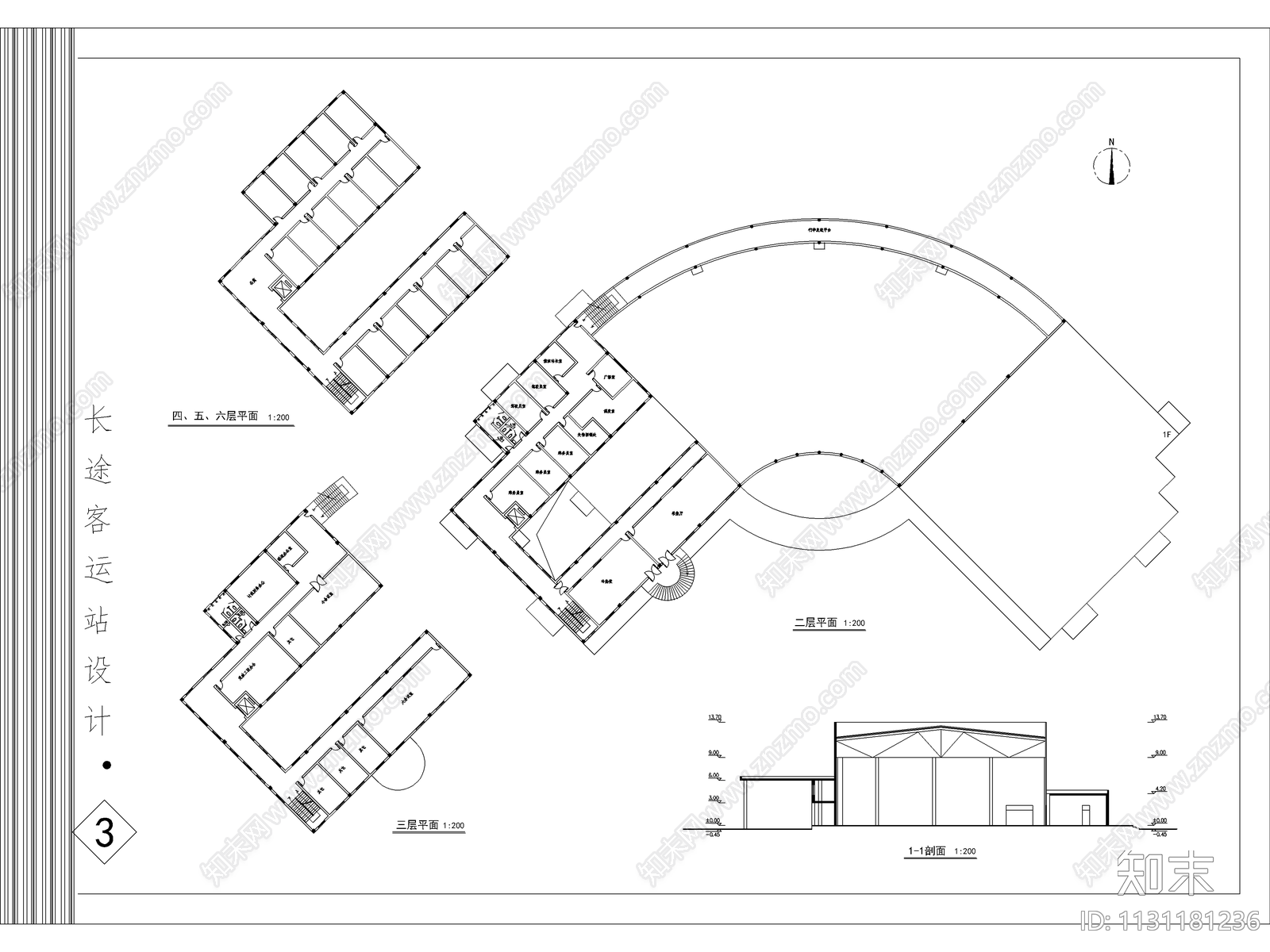 长途汽车站建筑cad施工图下载【ID:1131181236】