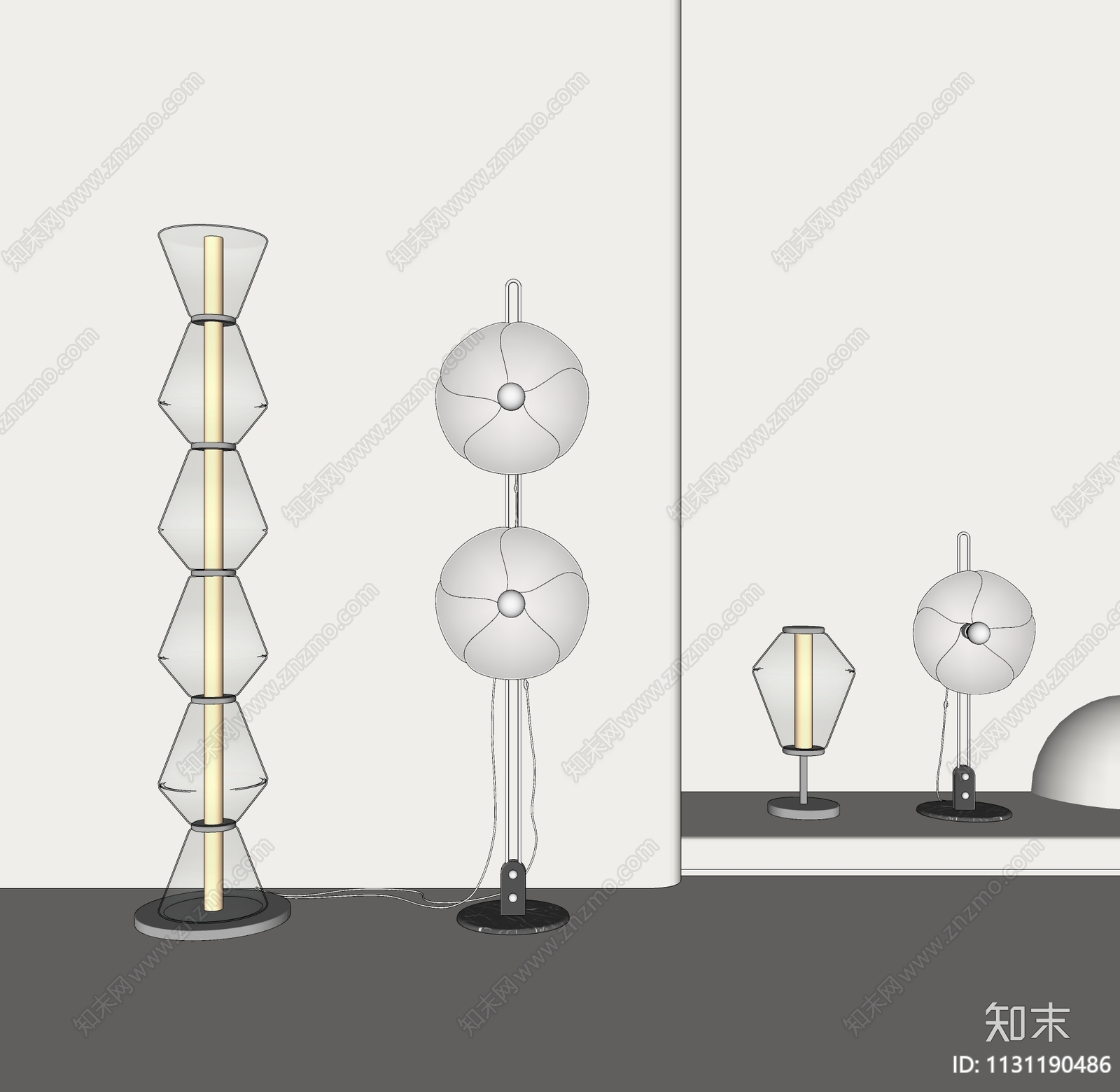 现代灯具组合SU模型下载【ID:1131190486】