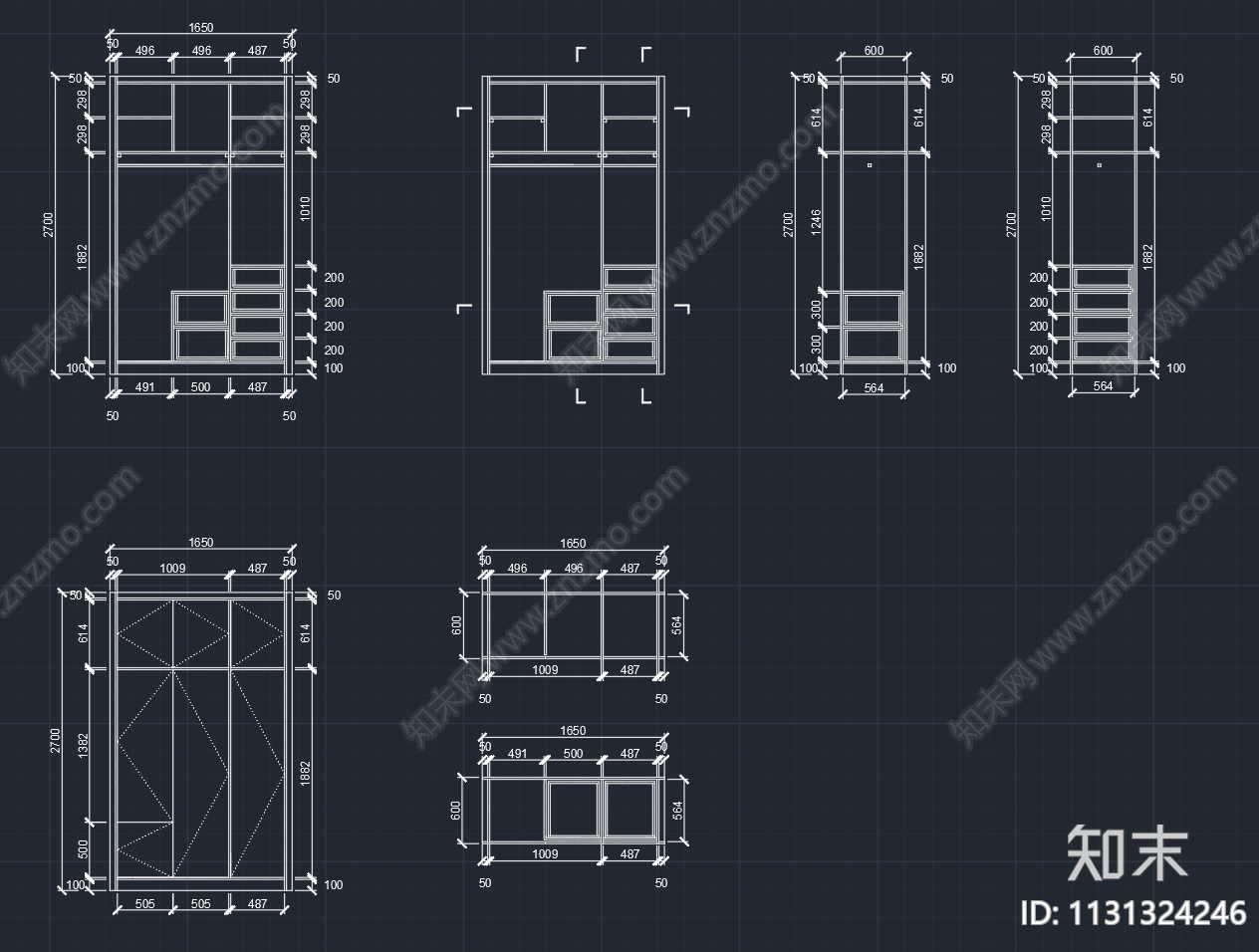 柜体平立顶剖cad施工图下载【ID:1131324246】