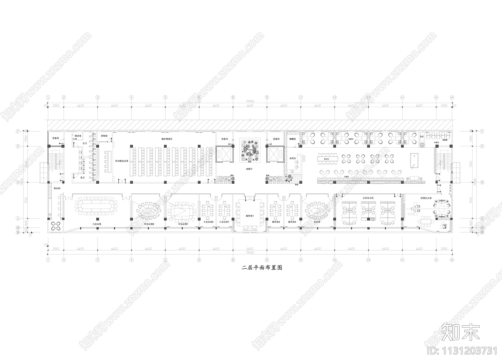 4500平办公空间平面图cad施工图下载【ID:1131203731】