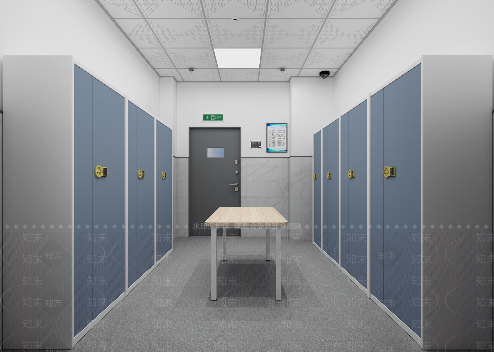 现代办公空间3D模型渲染效果图