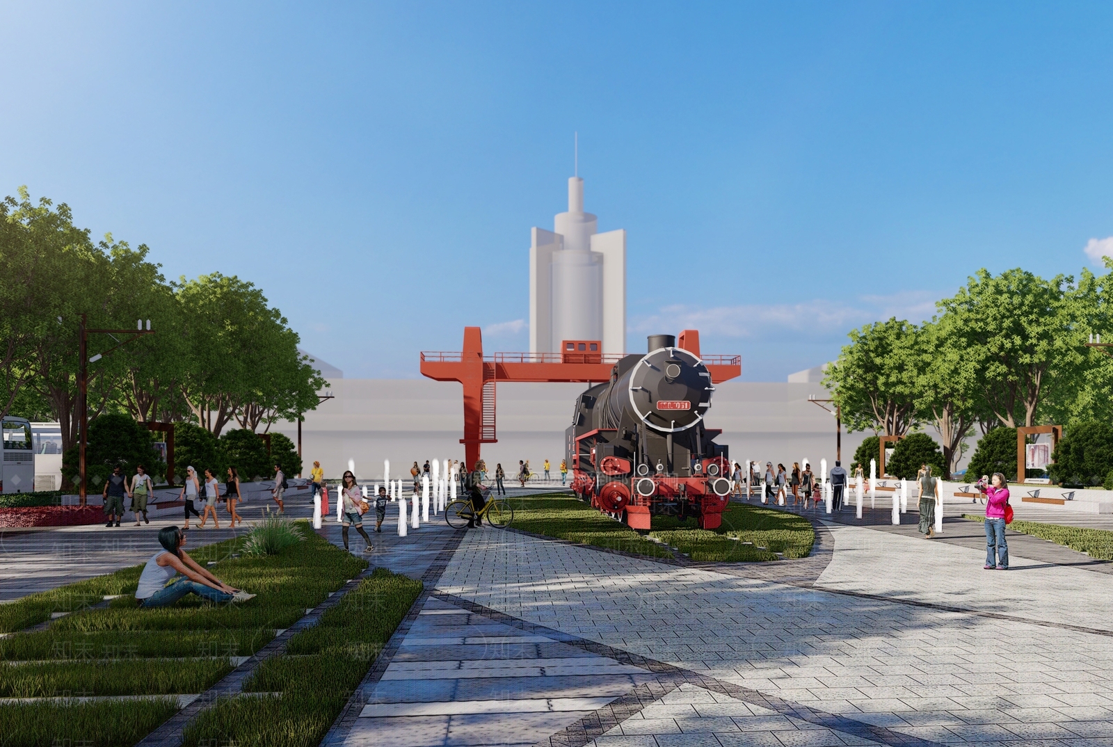 现代景观公园SU模型下载【ID:1131205014】