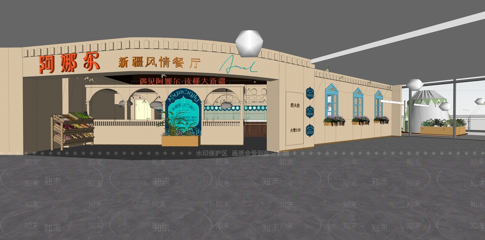 侘寂东南亚餐厅SU模型下载【ID:1222159472】