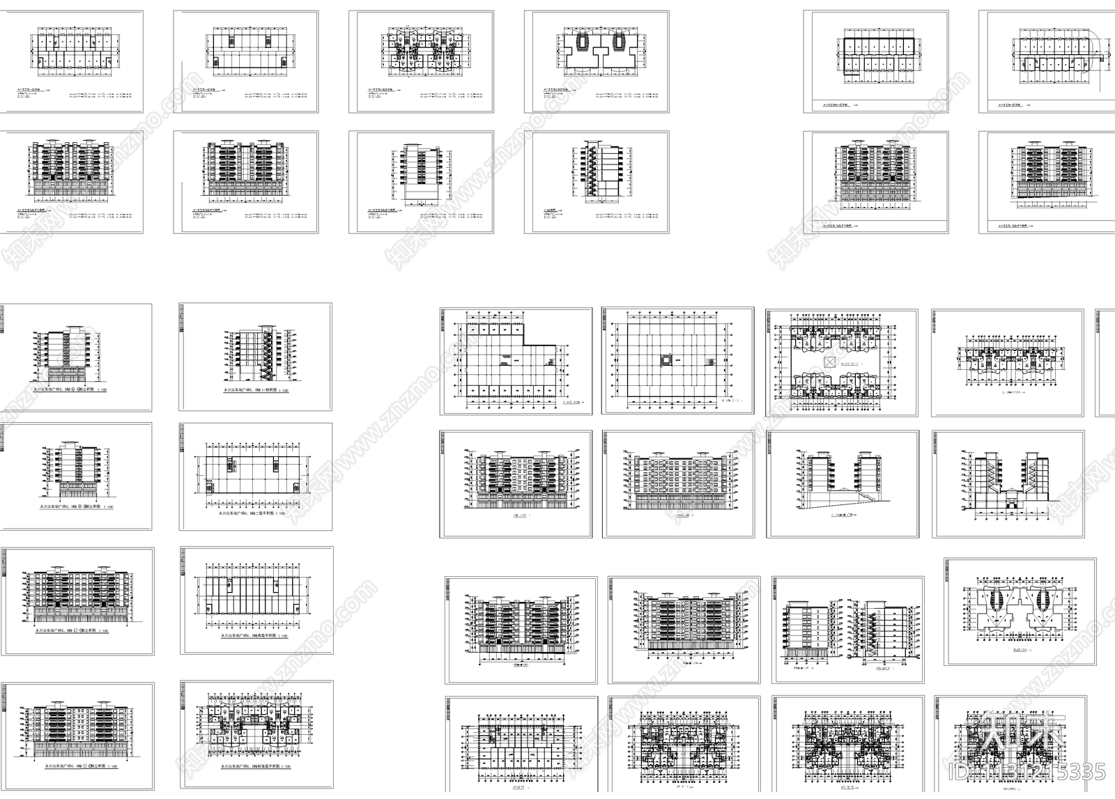 全套火车站建筑设计cad施工图下载【ID:1131215335】