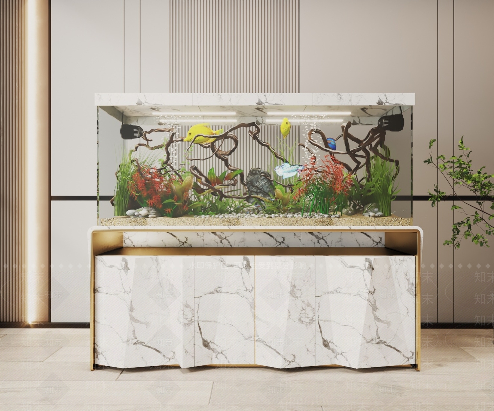 现代玻璃鱼缸3D模型下载【ID:1131218644】