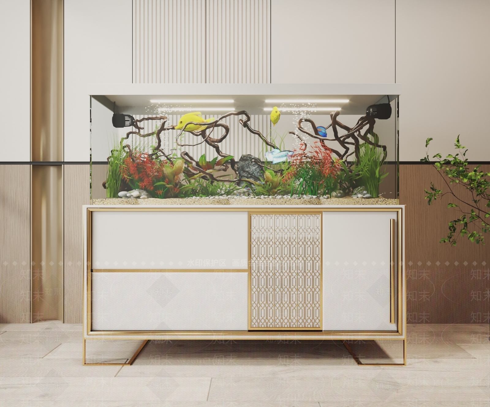 现代玻璃鱼缸3D模型下载【ID:1131219402】