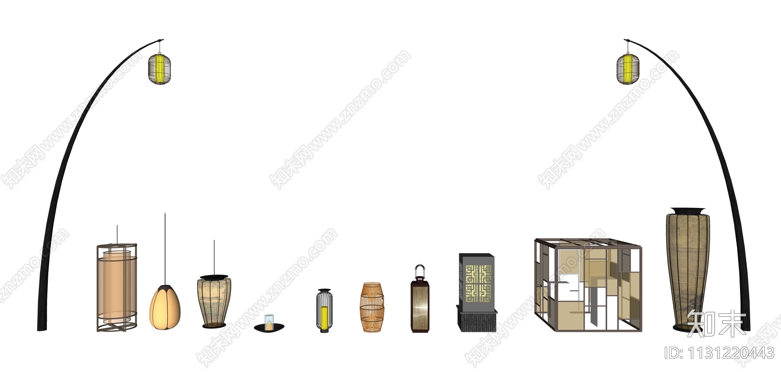 中式灯具组合SU模型下载【ID:1131220443】