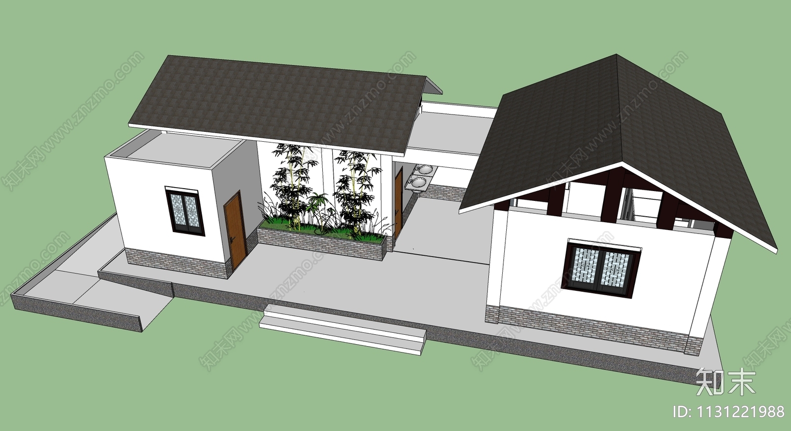新中式风格公共厕所SU模型下载【ID:1131221988】