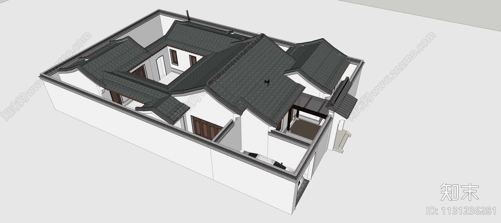 中式四合院SU模型下载【ID:1131236281】