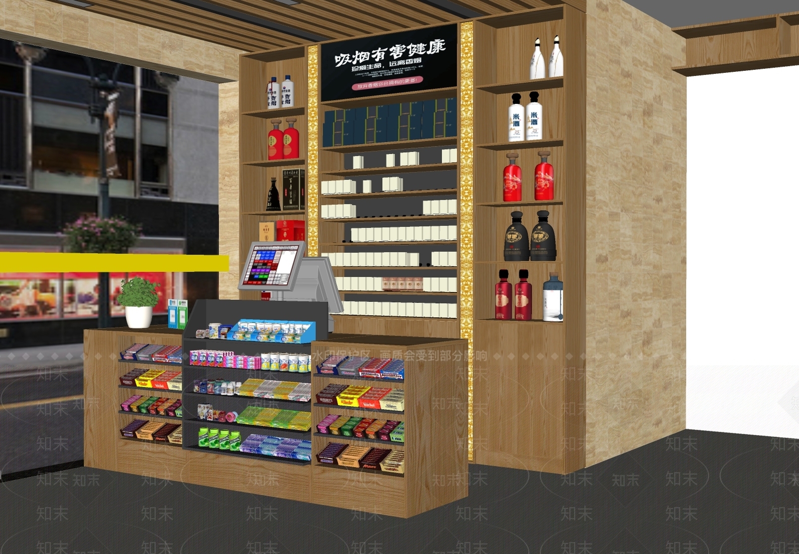 现代便利店收银台SU模型下载【ID:1131237427】