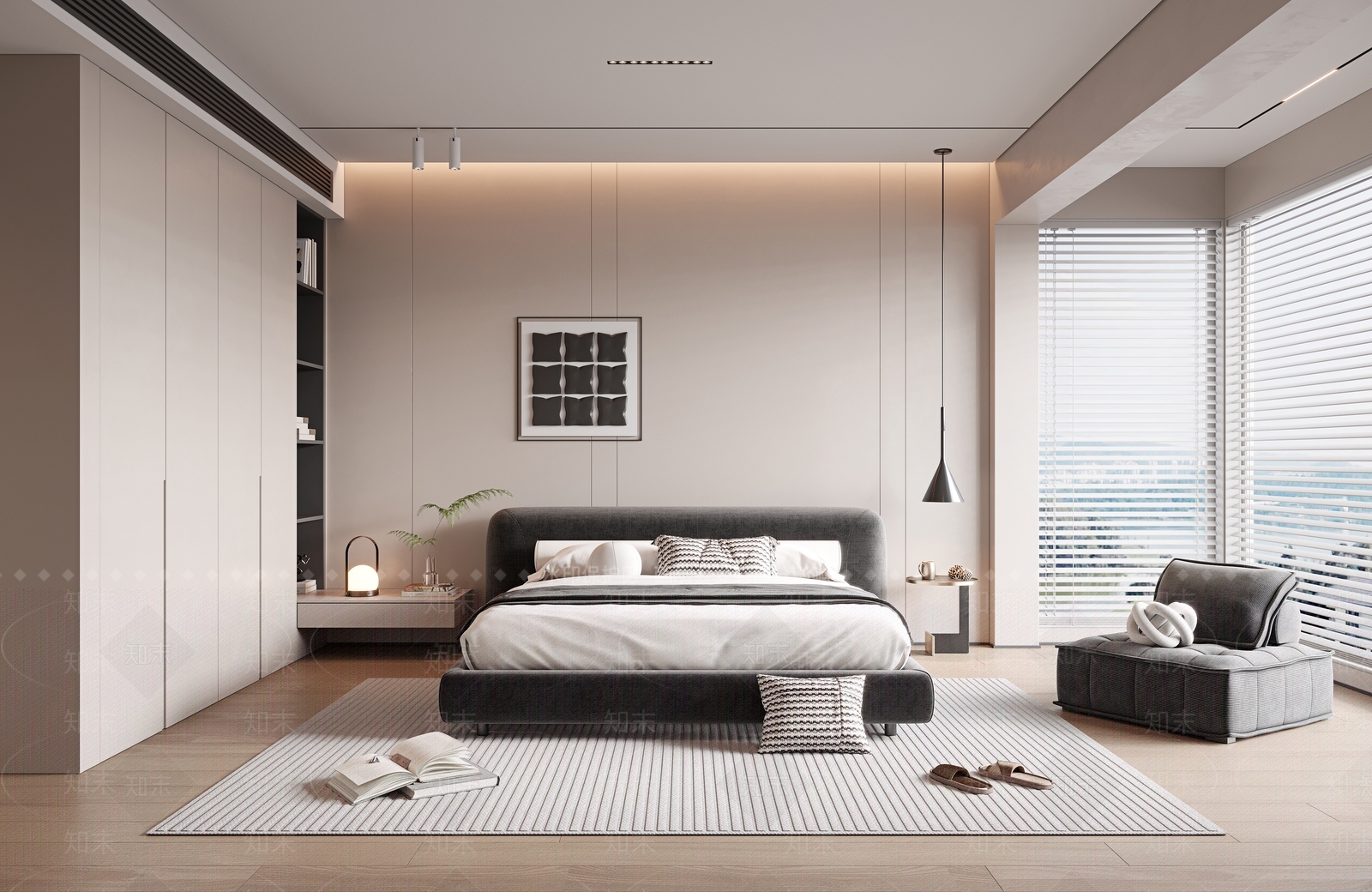 现代极简卧室3D模型下载【ID:1131238107】_知末3d模型网