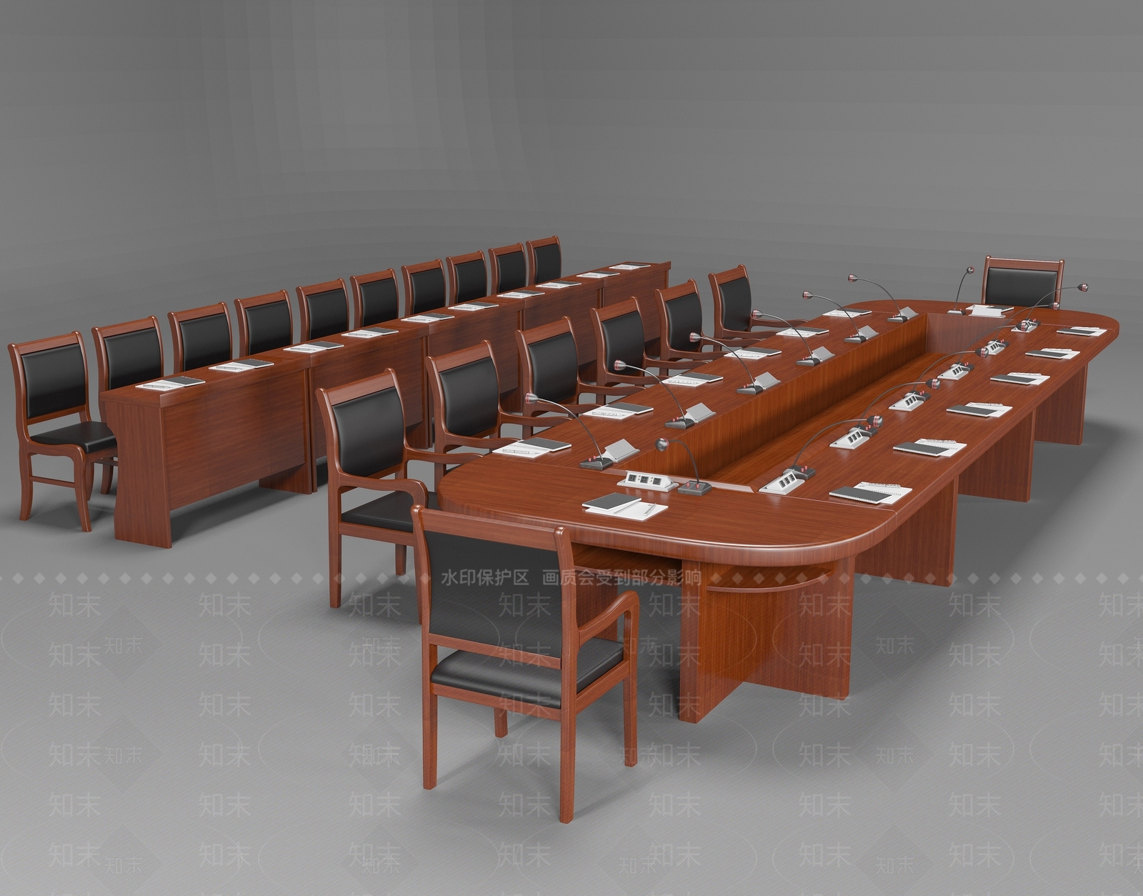 现代会议桌椅组合SU模型下载【ID:1131239137】