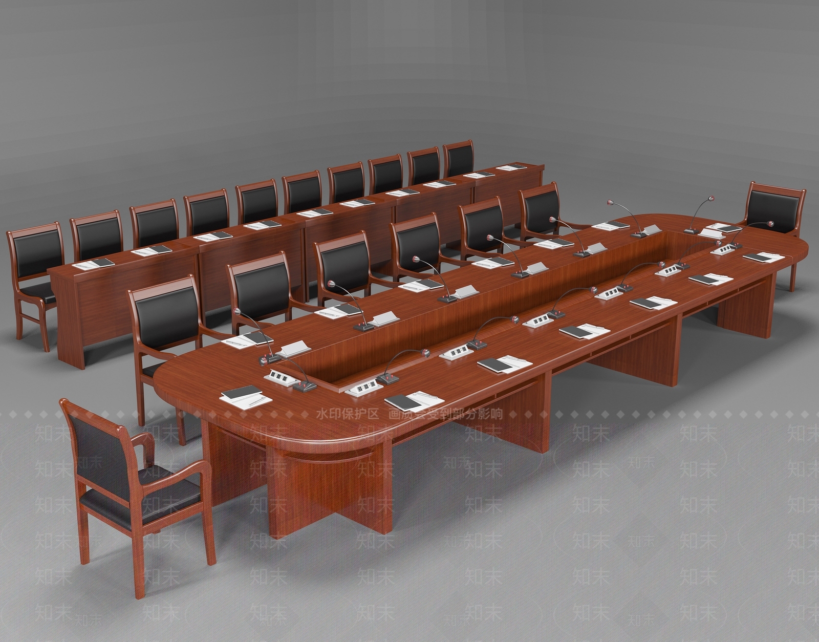 现代会议桌椅组合SU模型下载【ID:1131239137】