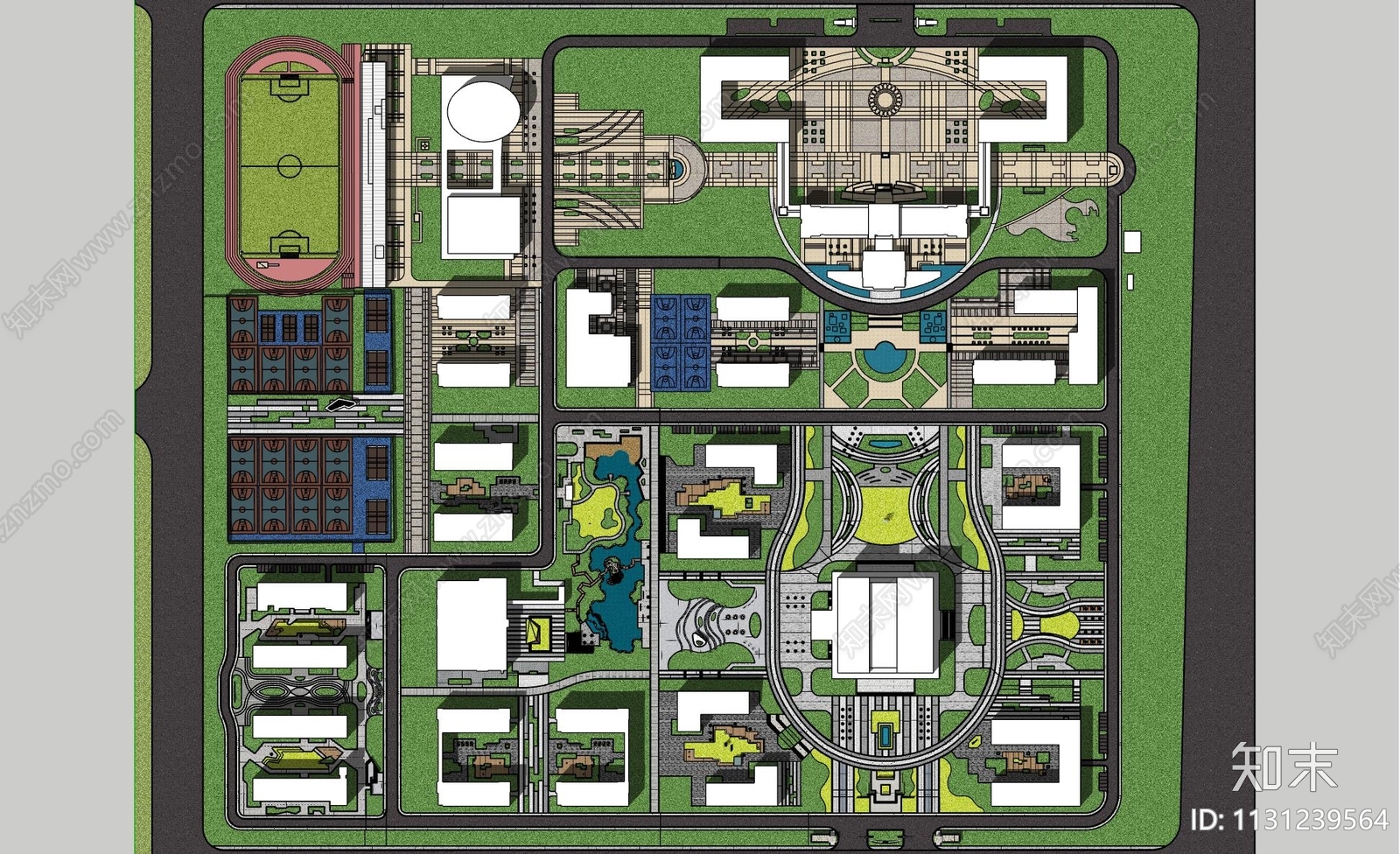 现代学校规划校园景观设计SU模型下载【ID:1131239564】