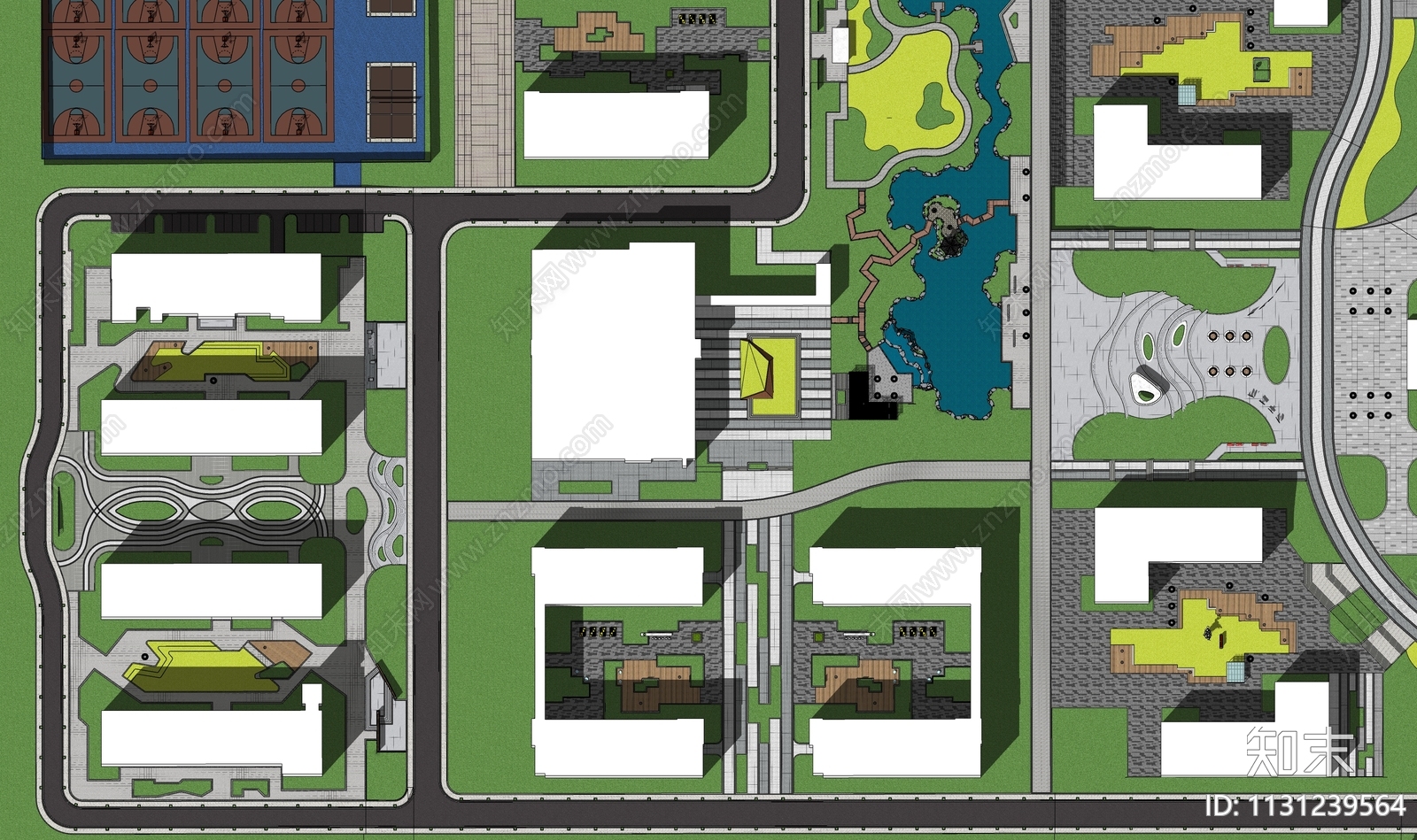 现代学校规划校园景观设计SU模型下载【ID:1131239564】