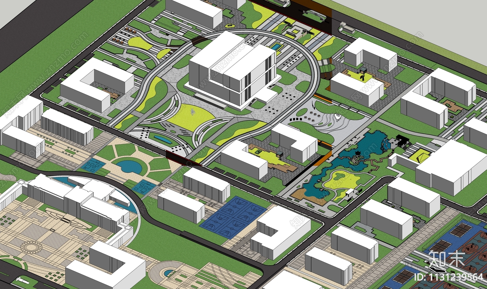 现代学校规划校园景观设计SU模型下载【ID:1131239564】