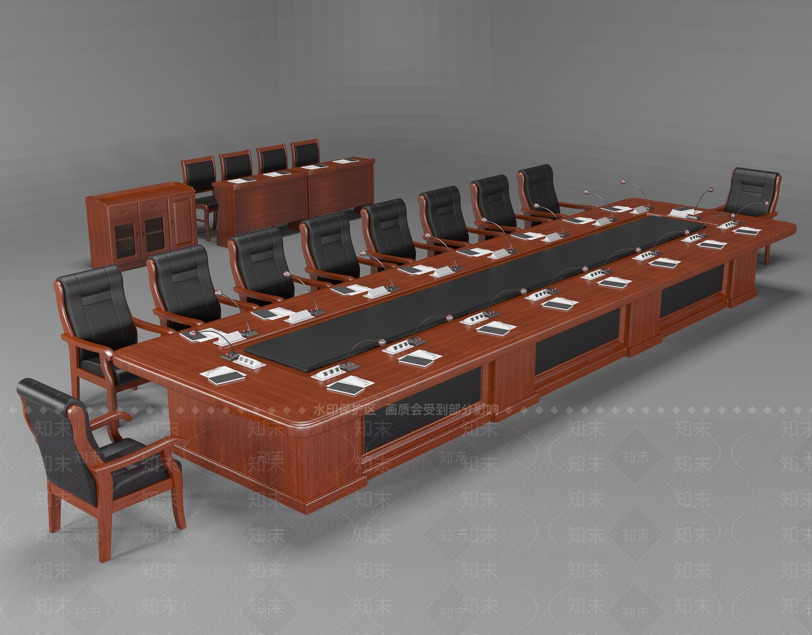 现代会议桌椅组合SU模型下载【ID:1131240140】