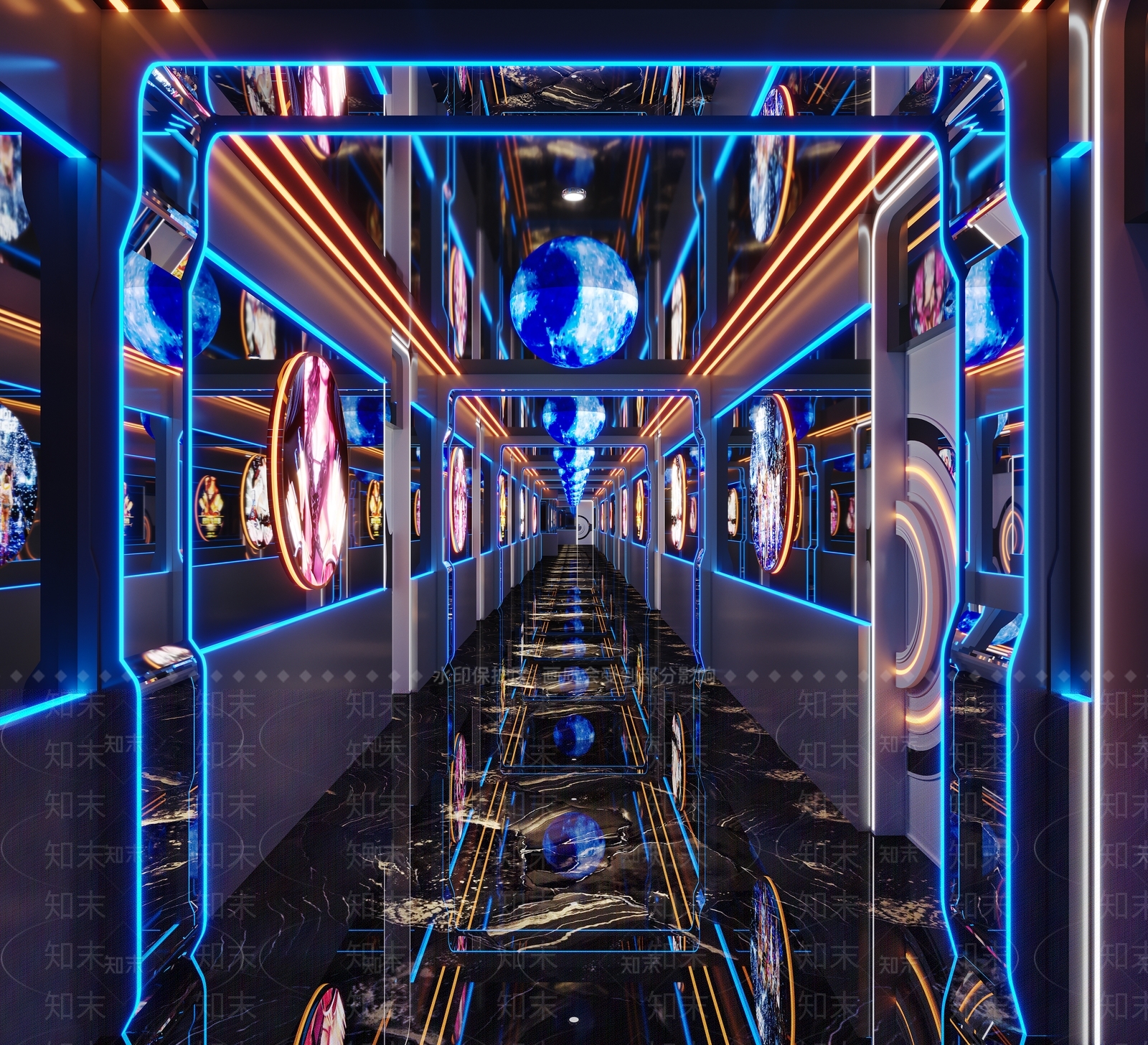 现代KTV过道3D模型下载【ID:1131240331】