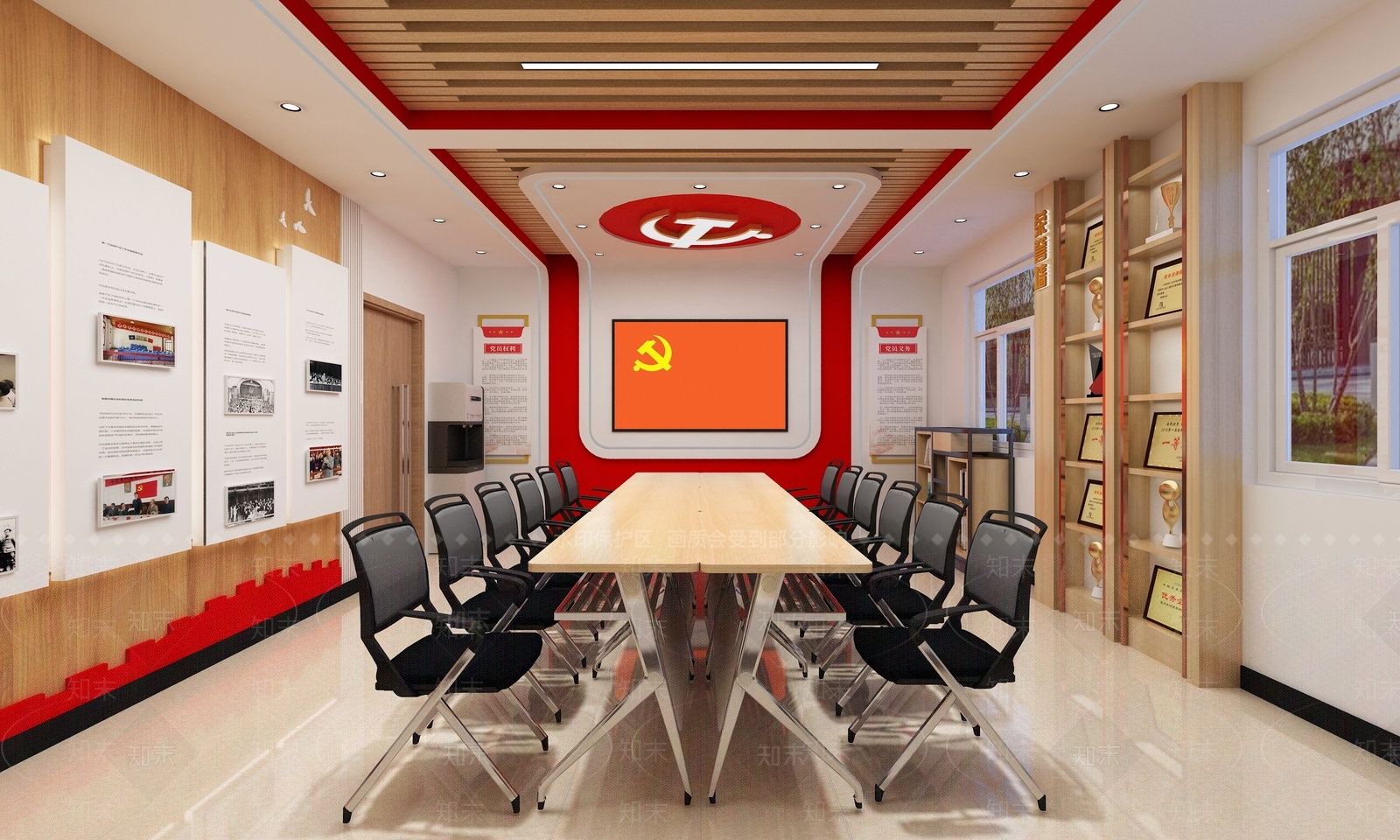 现代党建会议室3D模型下载【ID:1131248336】