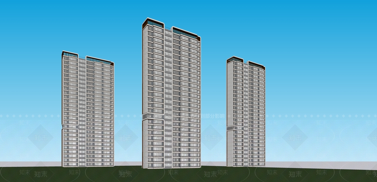 现代简约高层住宅SU模型下载【ID:1131249373】