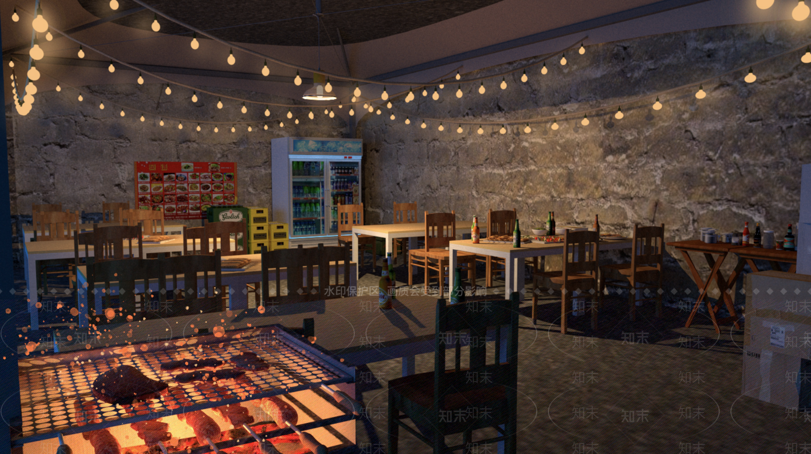 工业户外小餐馆SU模型下载【ID:1131249876】