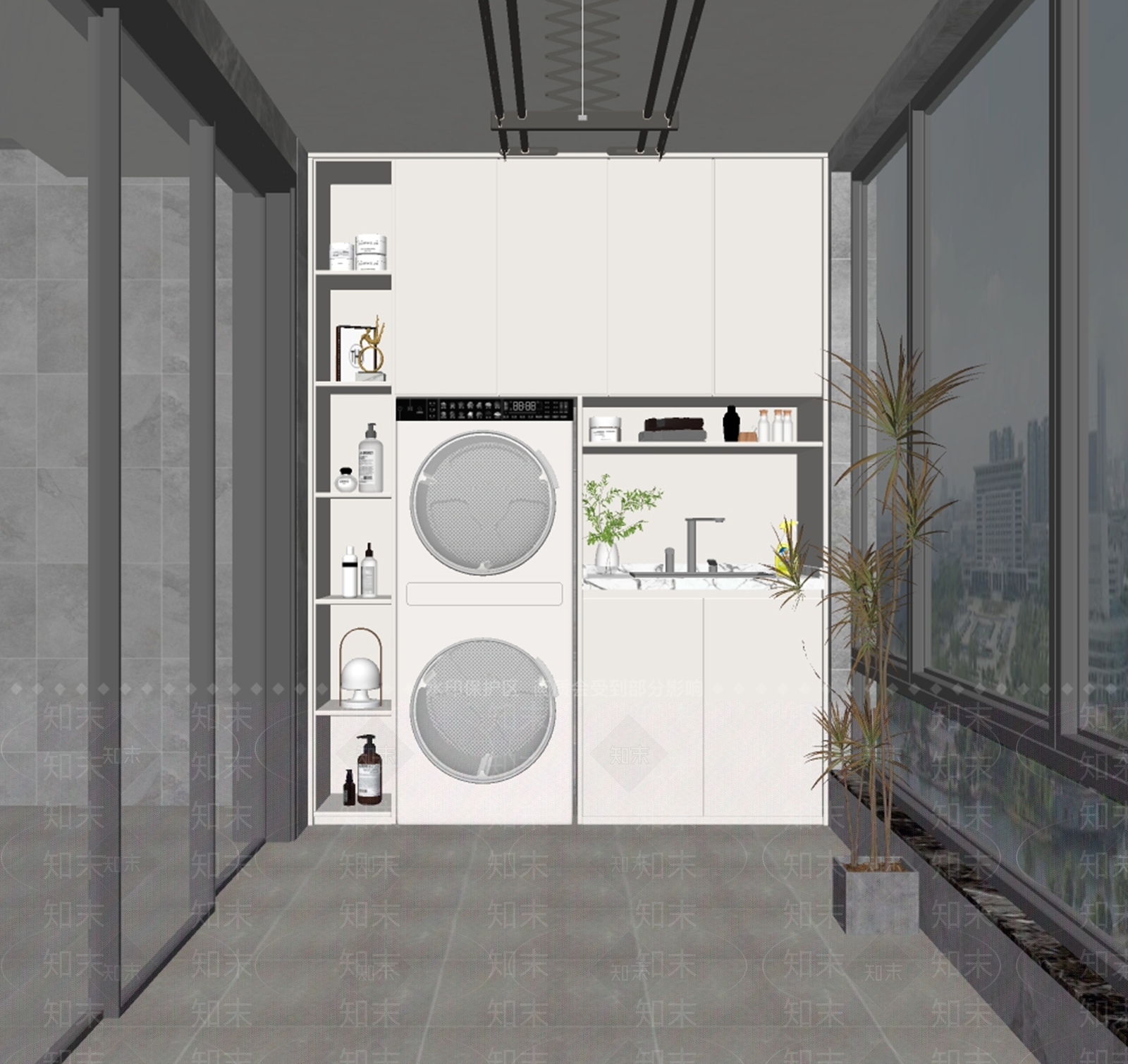 现代家居阳台SU模型下载【ID:1131265735】