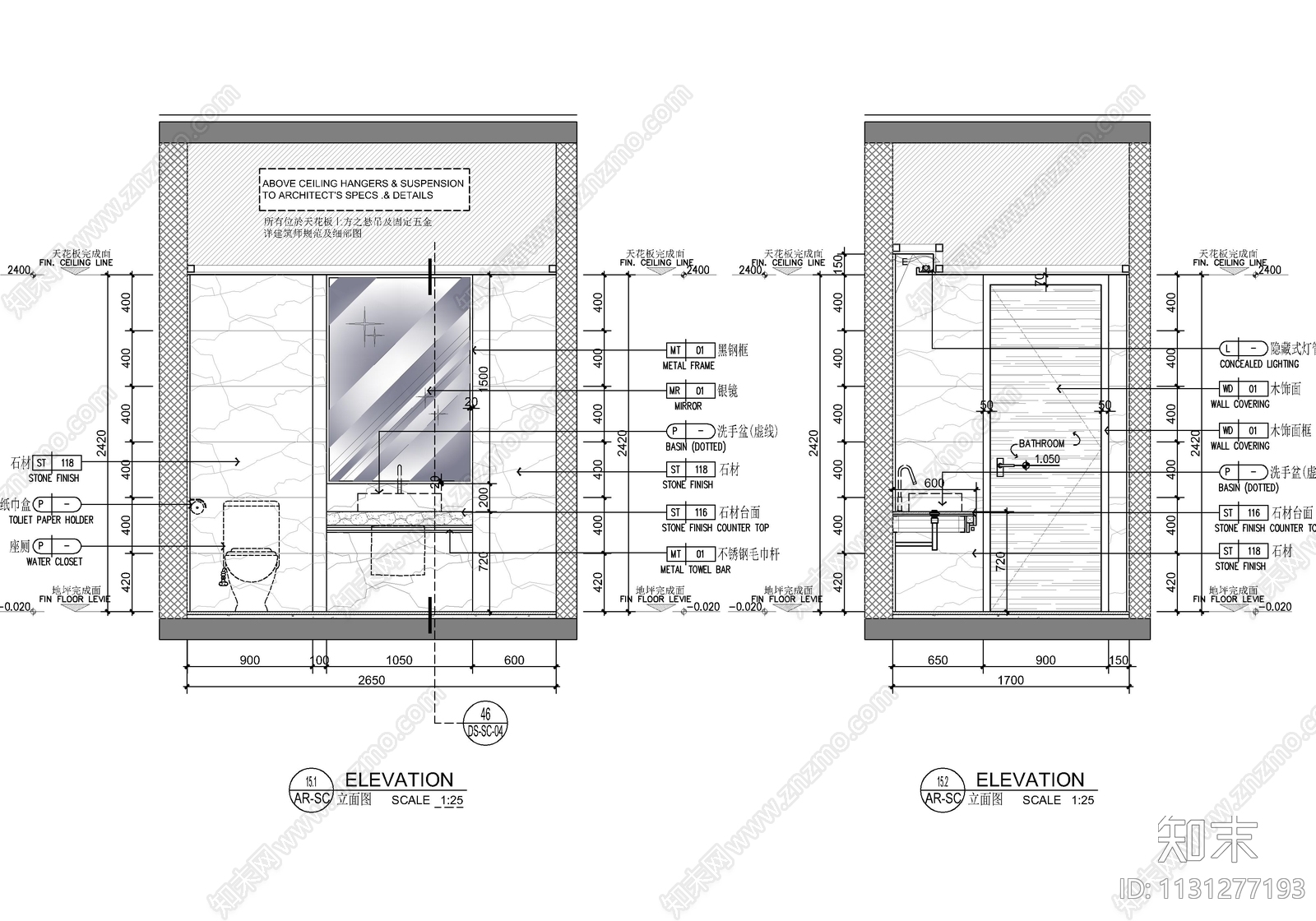 某酒店100㎡客房套房cad施工图下载【ID:1131277193】