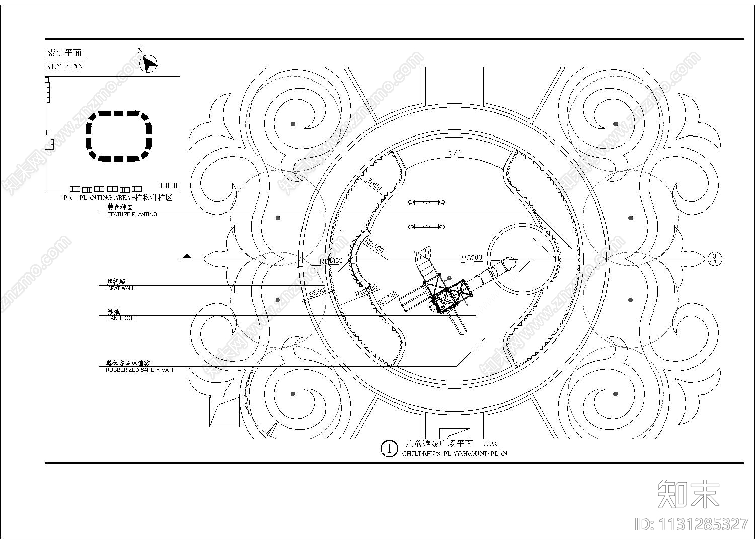 儿童游戏广场细部cad施工图下载【ID:1131285327】