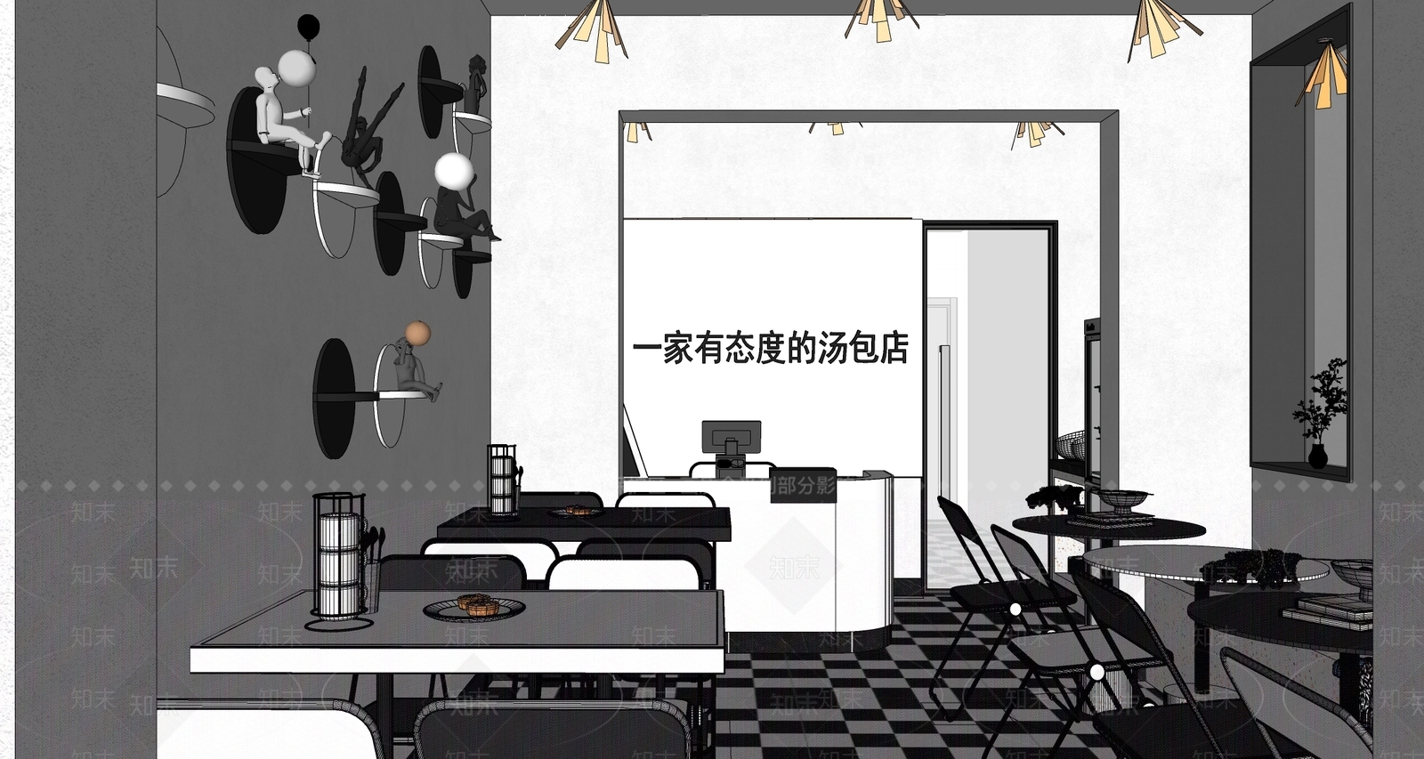 现代早餐店SU模型下载【ID:1131285532】