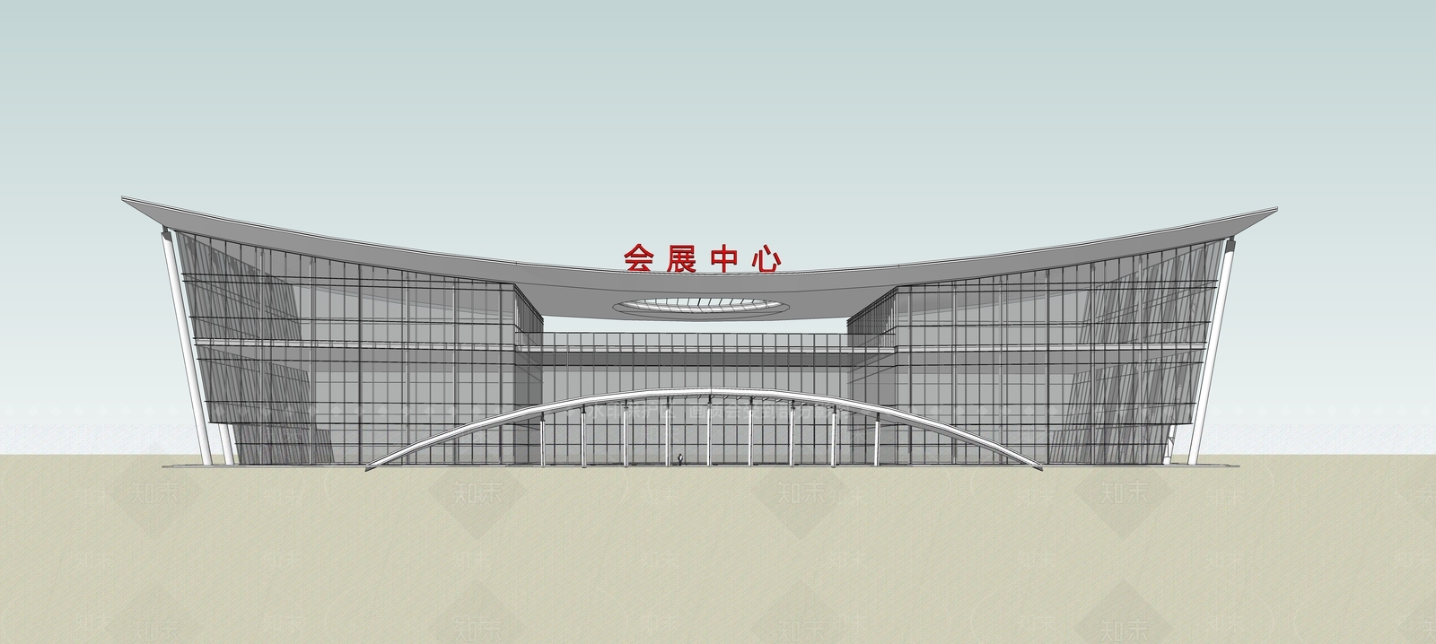 现代会展中心展览建筑方案SU模型下载【ID:1131286129】