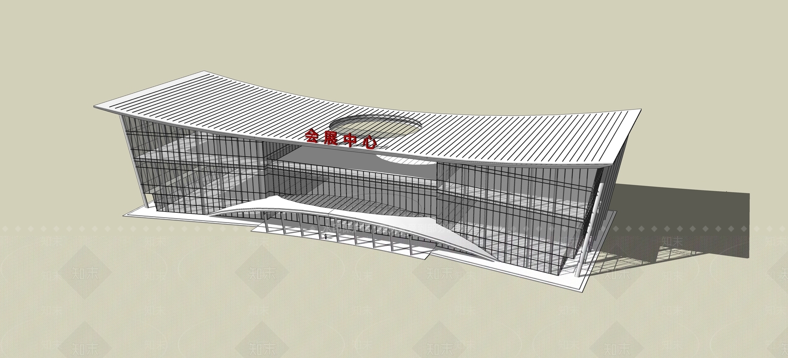 现代会展中心展览建筑方案SU模型下载【ID:1131286129】