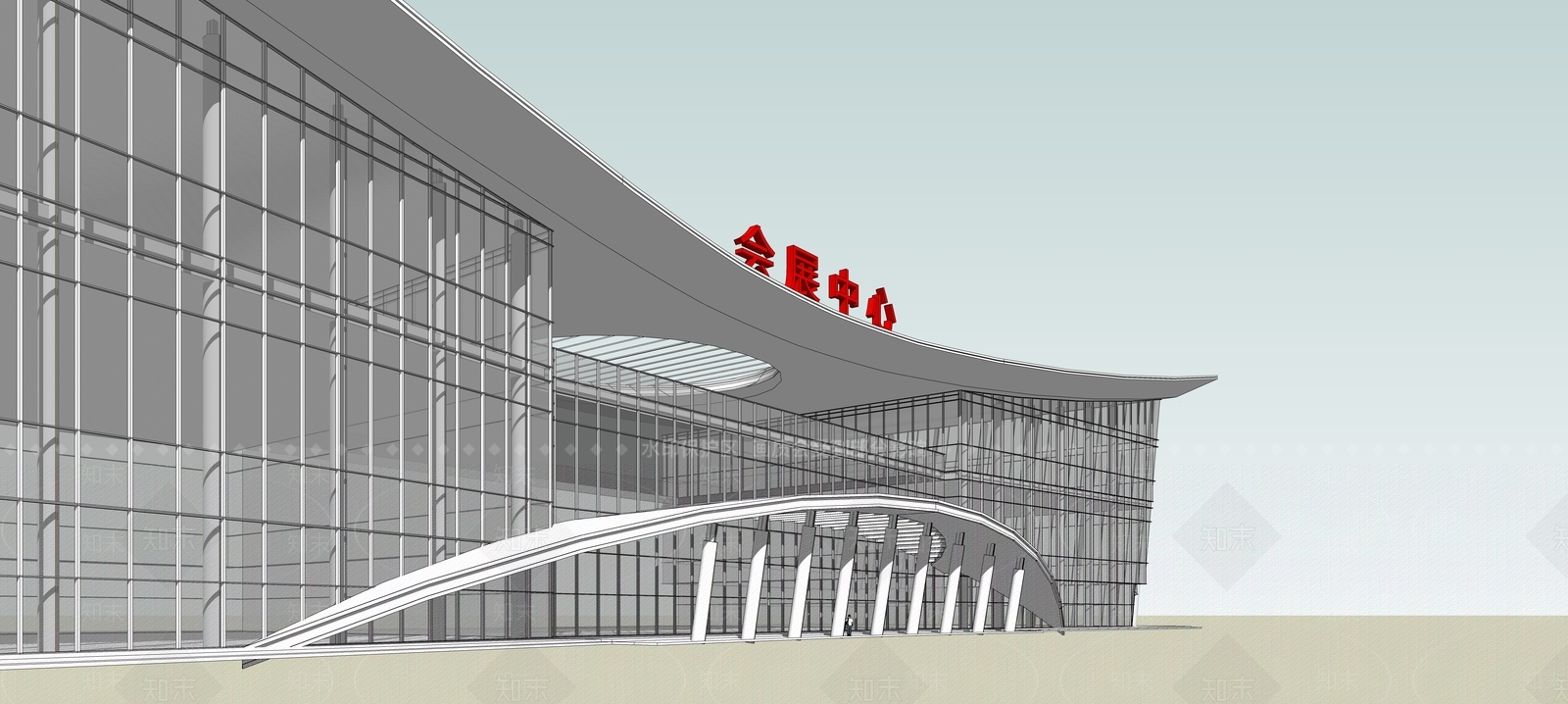 现代会展中心展览建筑方案SU模型下载【ID:1131286129】