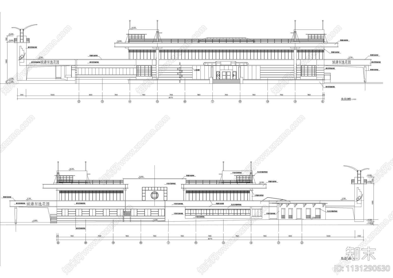 会所建筑cad施工图下载【ID:1131290630】