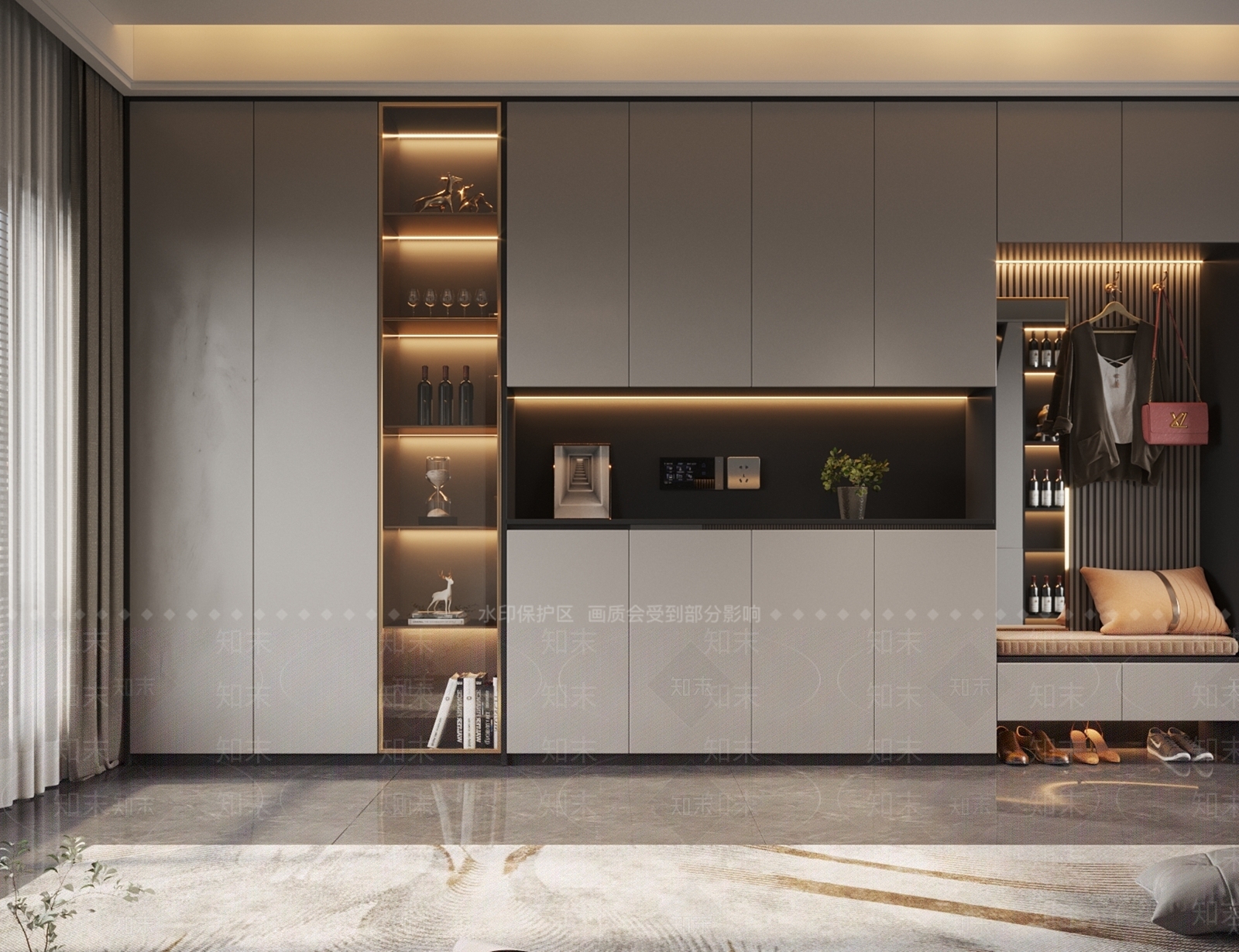 现代玄关鞋柜3D模型下载【ID:1131292509】