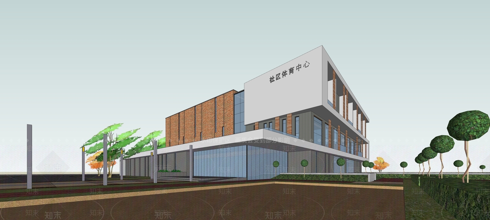 现代体育建筑SU模型下载【ID:1131293103】