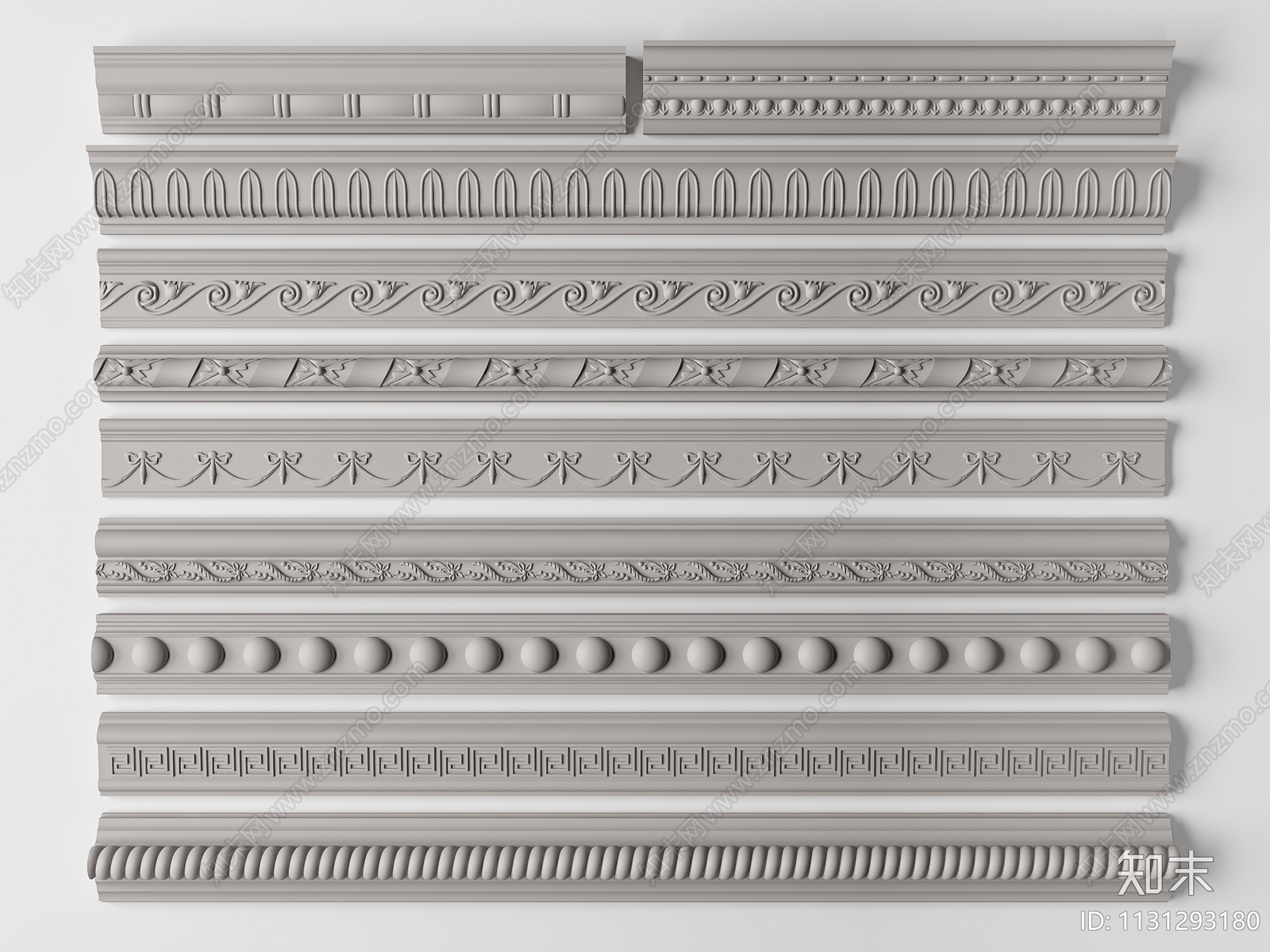 简欧石膏雕花线条3D模型下载【ID:1131293180】