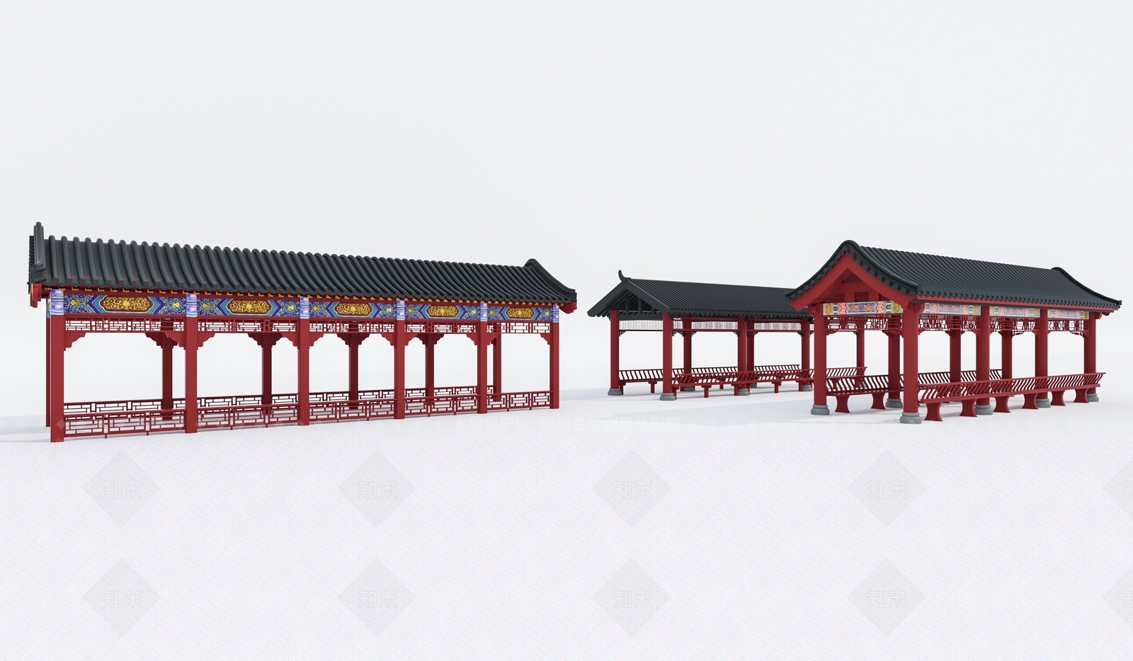 中式长廊3D模型下载【ID:1131296451】