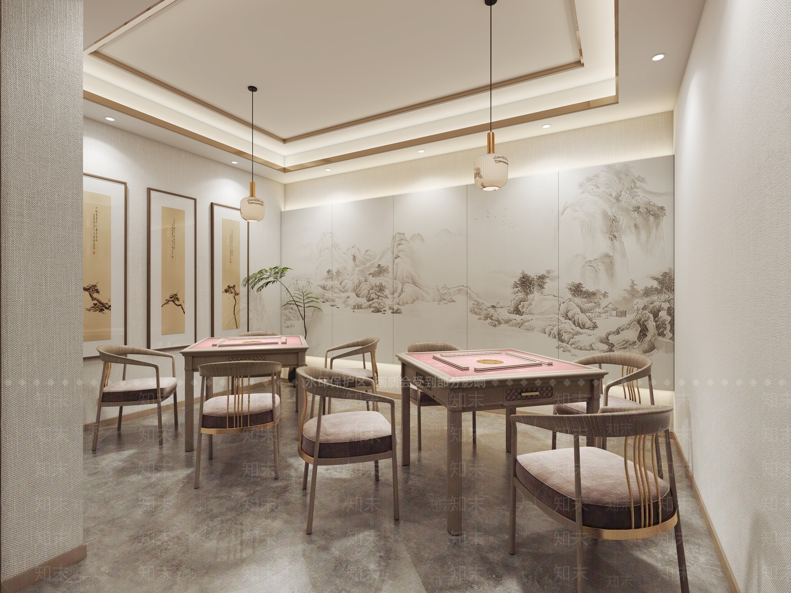新中式棋牌室3D模型下载【ID:1131297237】