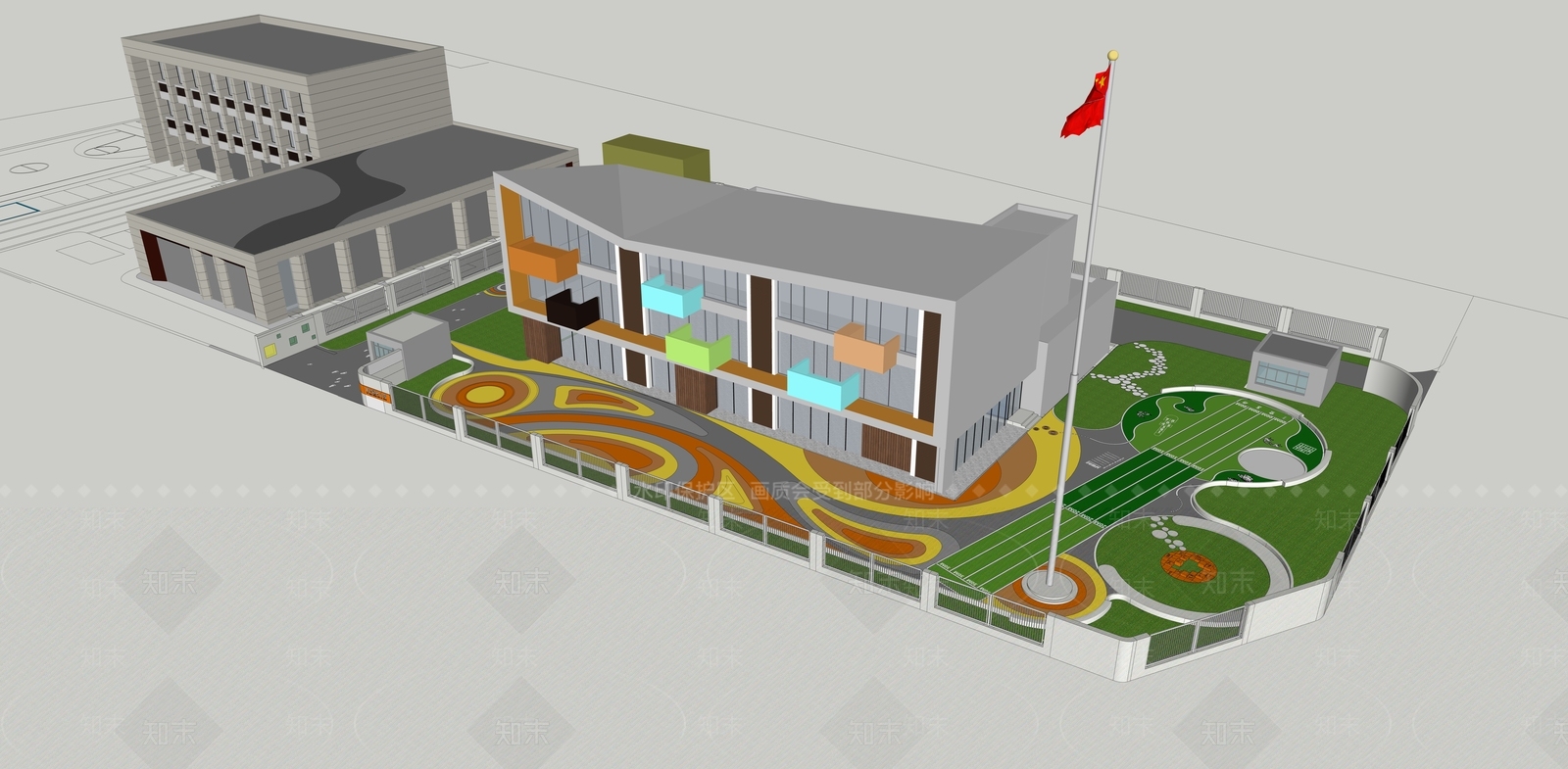 现代校园景观SU模型下载【ID:1131298007】