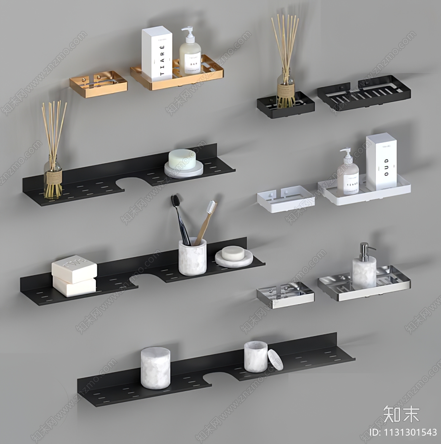 现代洗浴用品3D模型下载【ID:1131301543】