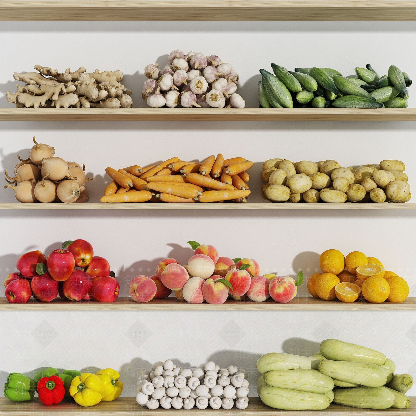 蔬菜水果合集3D模型下载【ID:1131308639】