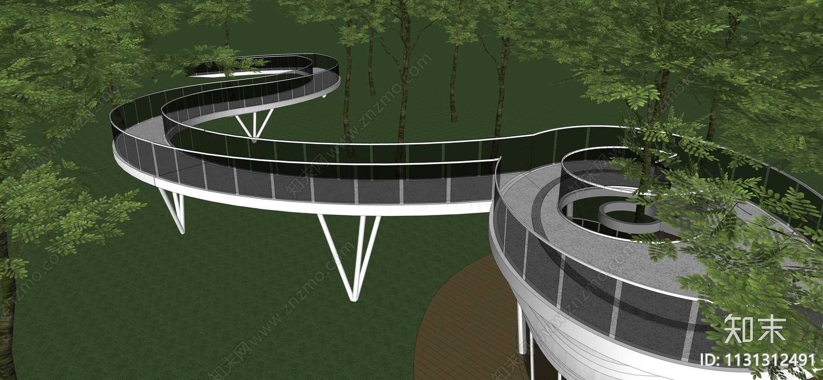 现代森林栈道SU模型下载【ID:1131312491】